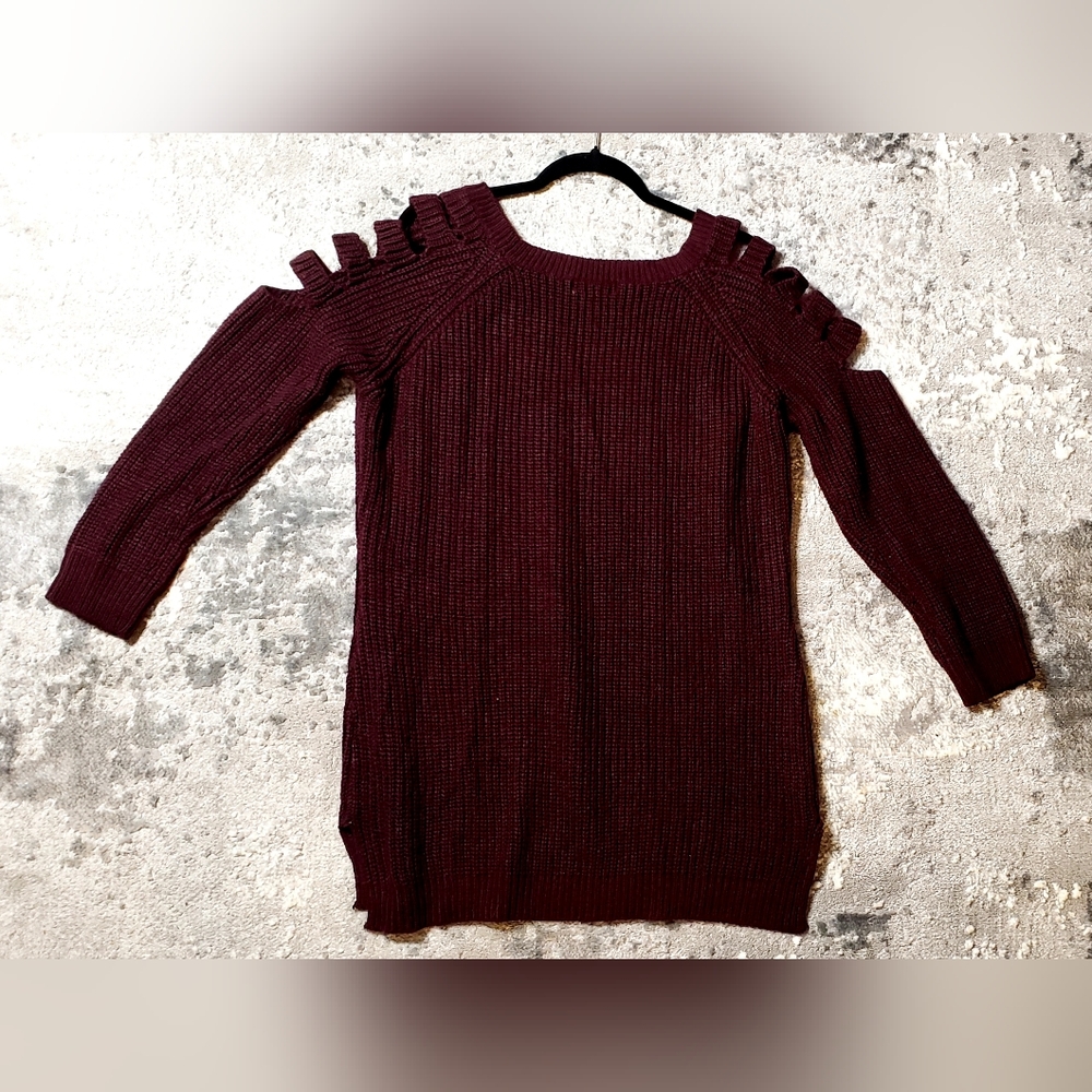 Long Sleeve Sweatshirt, Burgundy Red, Knit